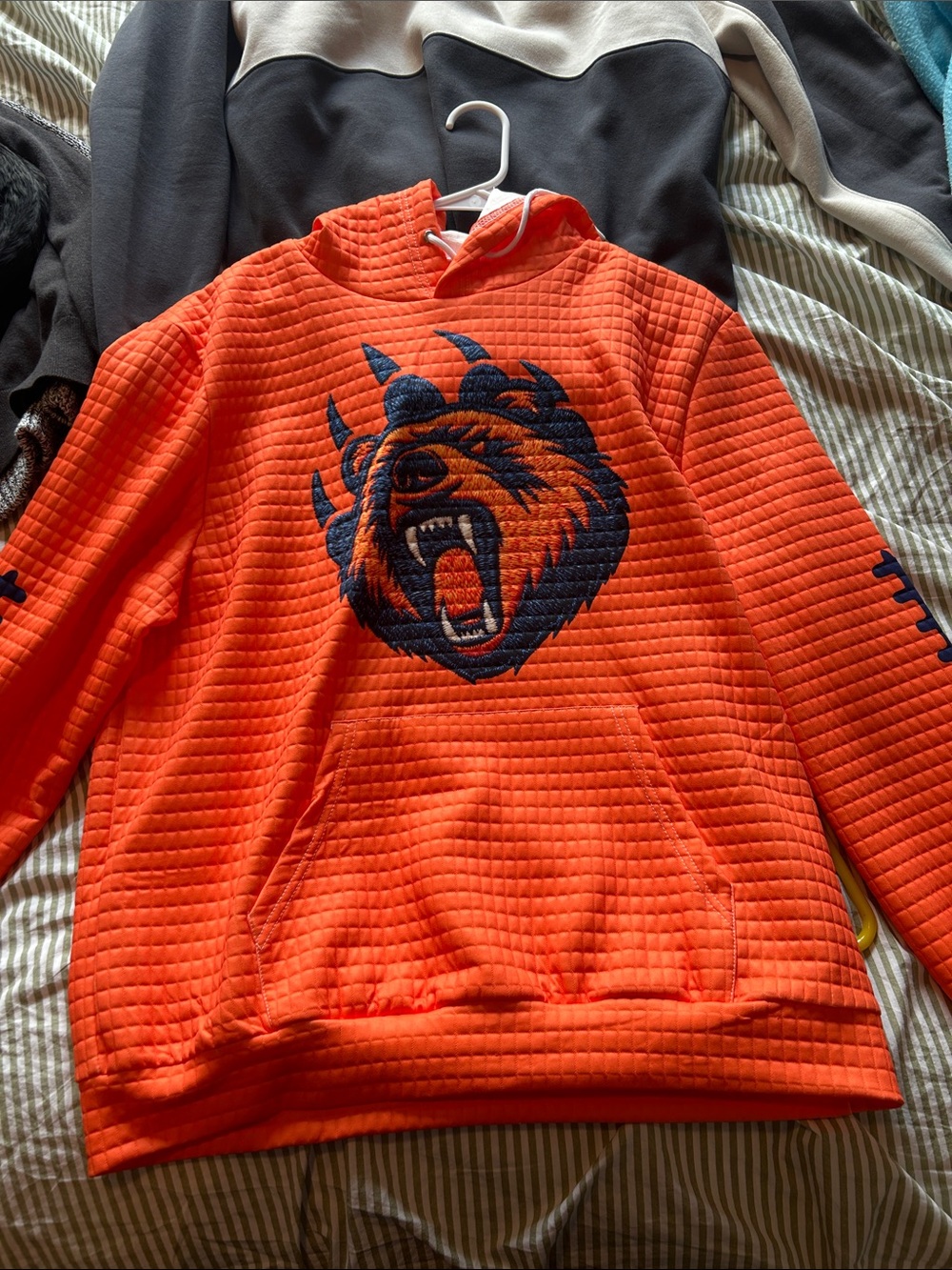 Bright Orange Bear Graphic Hoodie